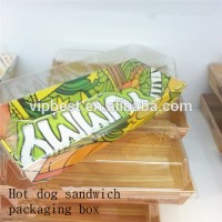 paper packaging box with plastic lid for hot dog sandwich cake with custom artwork