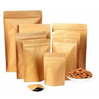 Kraft Paper Food Pouch Zipper Stand Up  Hermetic Aluminum Foil Bag For Tea Nut Candy Dried Fruits Package